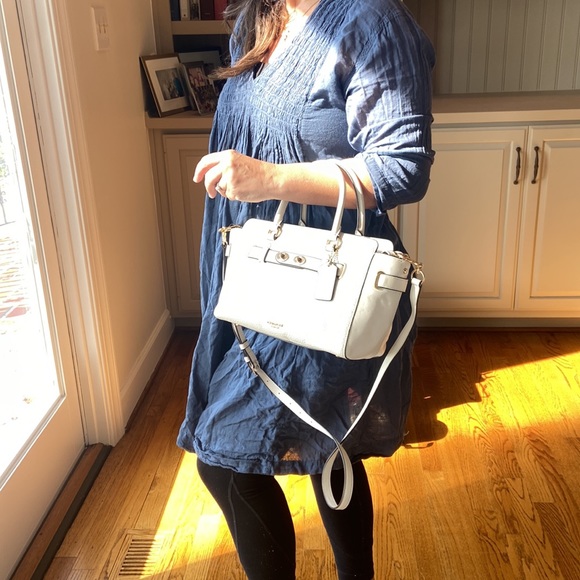 COACH Blake White Pebbled Leather Satchel Crossbody NEW! - Picture 9 of 9